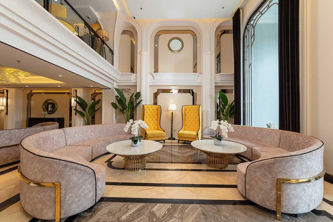 Hotel lobby lounge seating